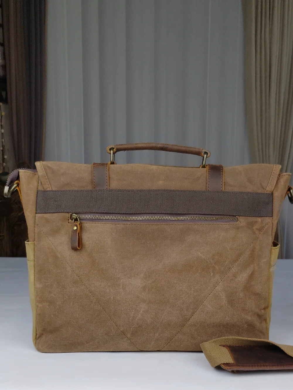 Newhey Men's Canvas And Leather Laptop Messanger Bag.